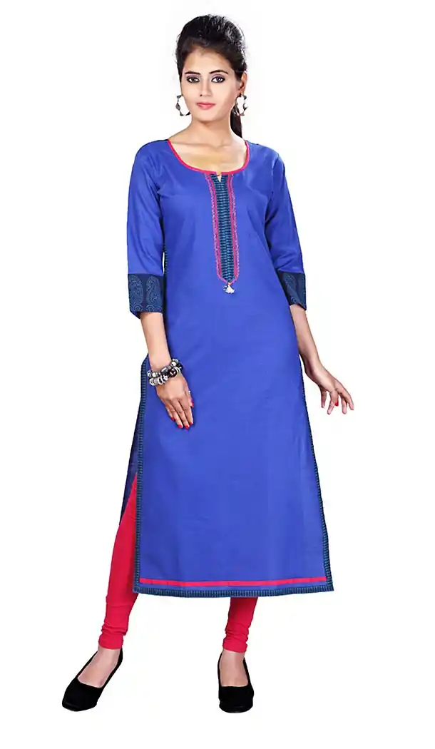 Incredible Straight Kurti Style in Cotton & Blue | FH423967682