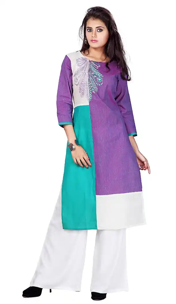 Purple Color Cotton Fabric Latest Readymade Kurtis Online | FH424067697