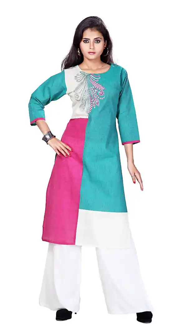 Deep Pink Color Cotton Fabric Latest Readymade Kurtis Online | FH424067698