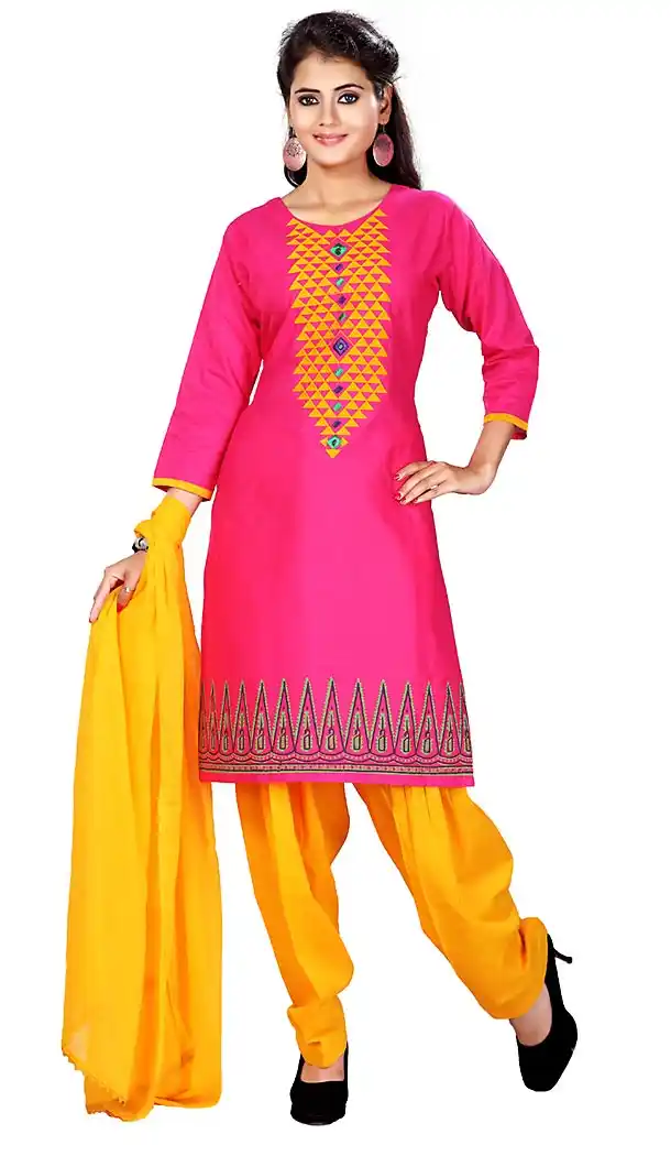 Deep Pink Color Cotton Febric Readymade Patiyala Suits Online | FH424367744