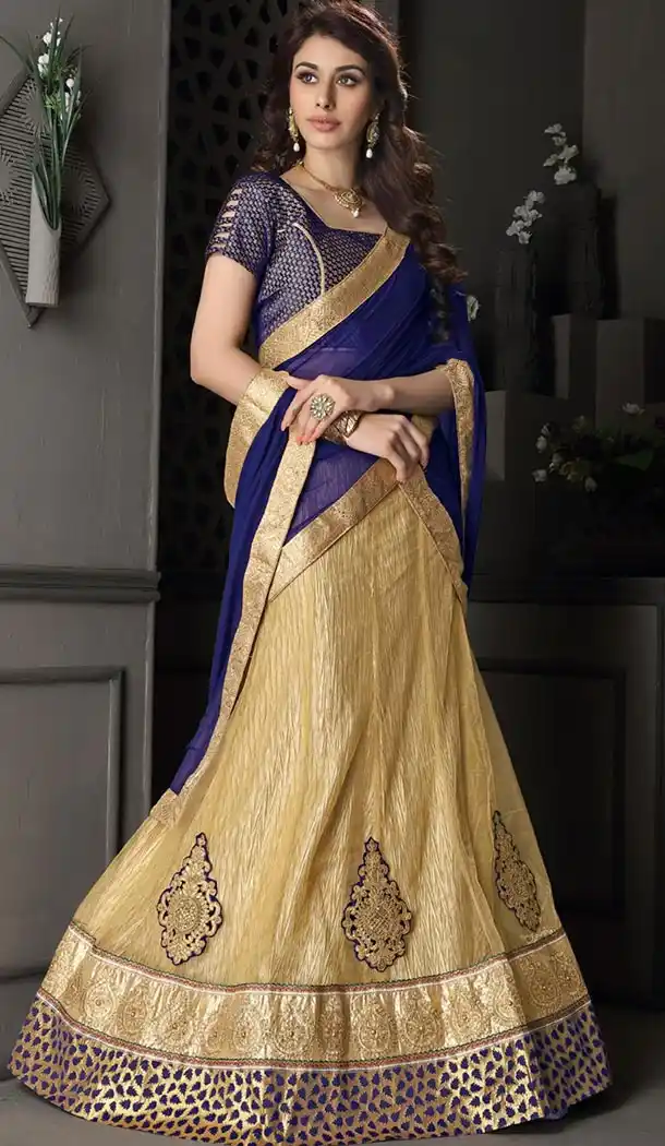 Women Tan Brown Color Gota Silk Party Wear Lehenga Cholis | FH424567629