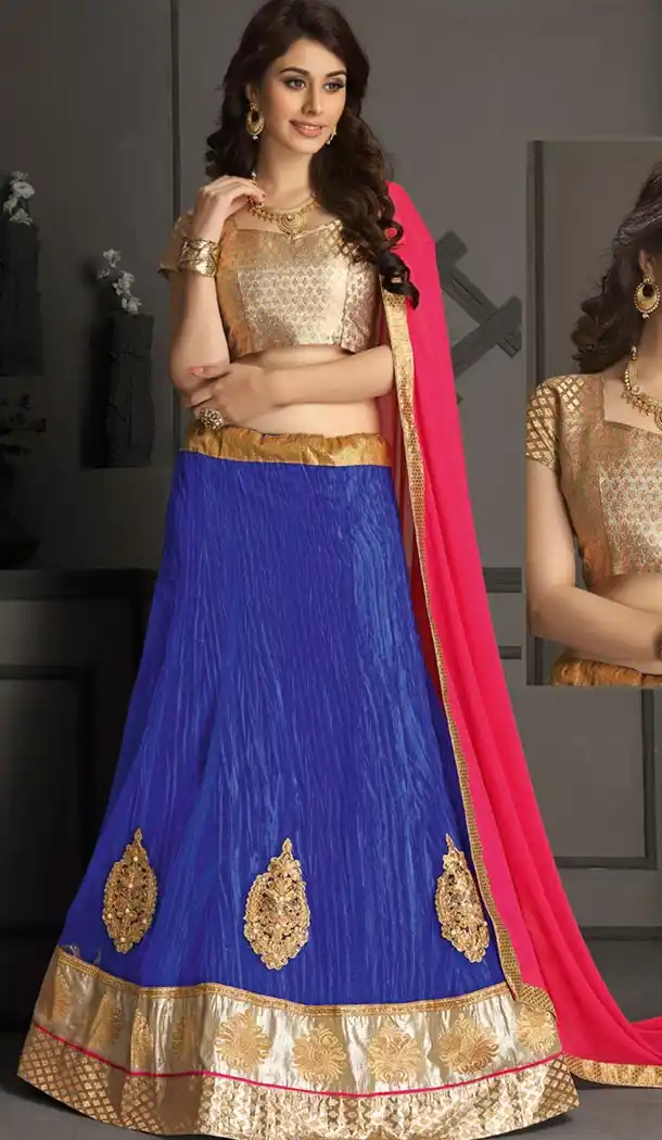 Women Blue Color Gota Silk Party Wear Lehenga Cholis | FH424567633