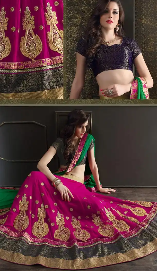 Deep Pink Color Georgette Circular Style Lehenga Choli | FH424767653