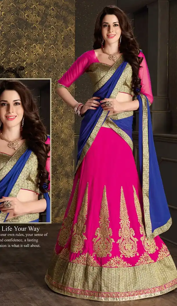 Deep Pink Color Georgette Circular Style Lehenga Choli | FH424767655