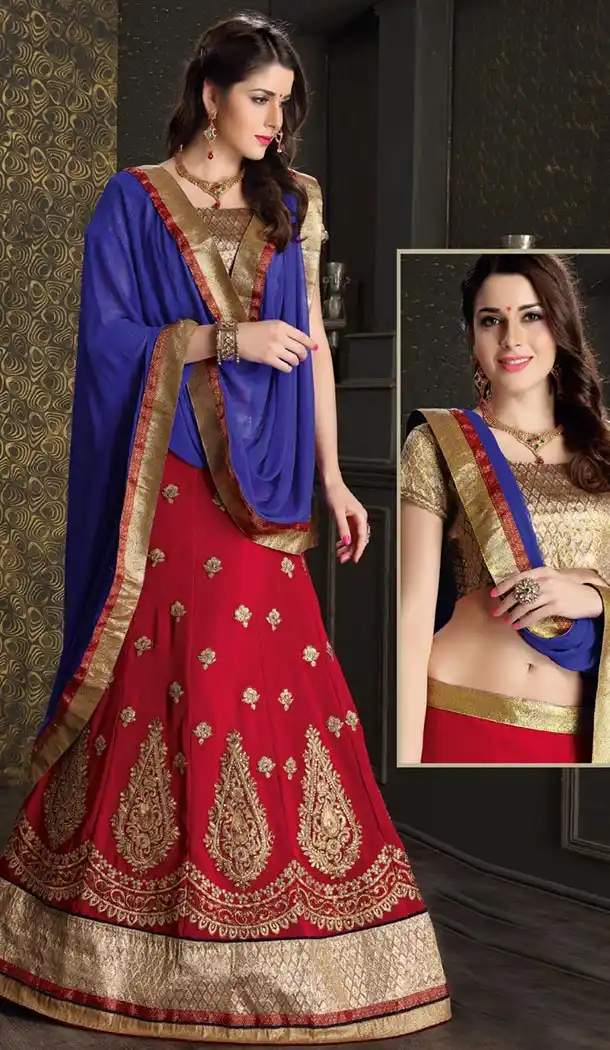Crimson Color Georgette Circular Style Lehenga Choli | FH424767656
