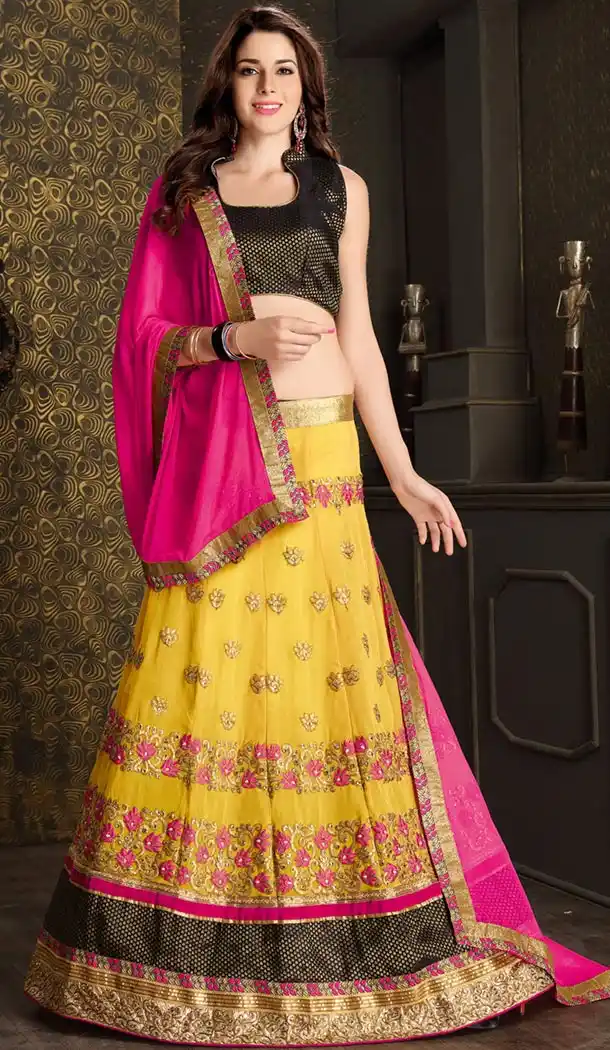 Yellow Color Georgette Circular Style Lehenga Choli | FH424767657