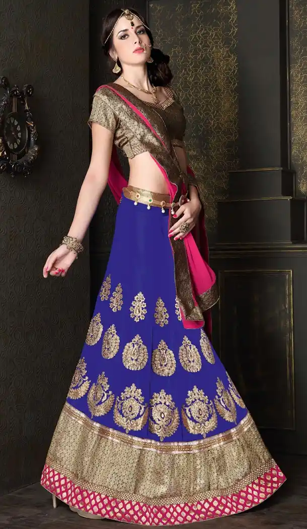 Royal Blue Color Georgette Circular Style Lehenga Choli | FH424767663