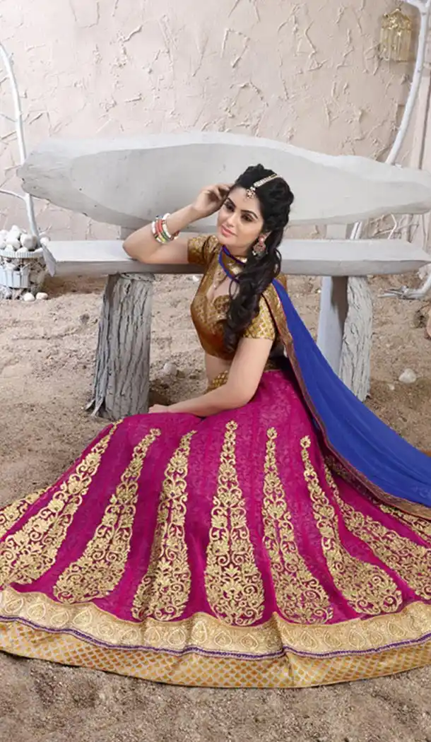 Deep Pink Color Net Circular Lehenga Choli with Dupatta | FH424967866