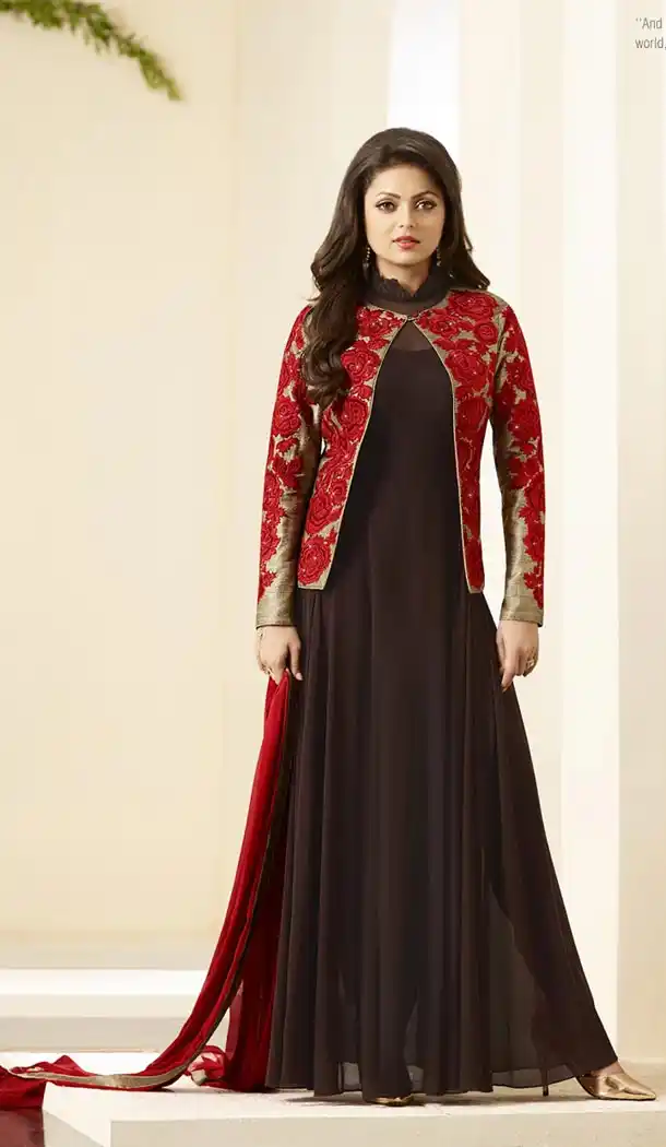 Chocolate Color Jute Silk Party Wear Gowns Online Shopping | FH425567797