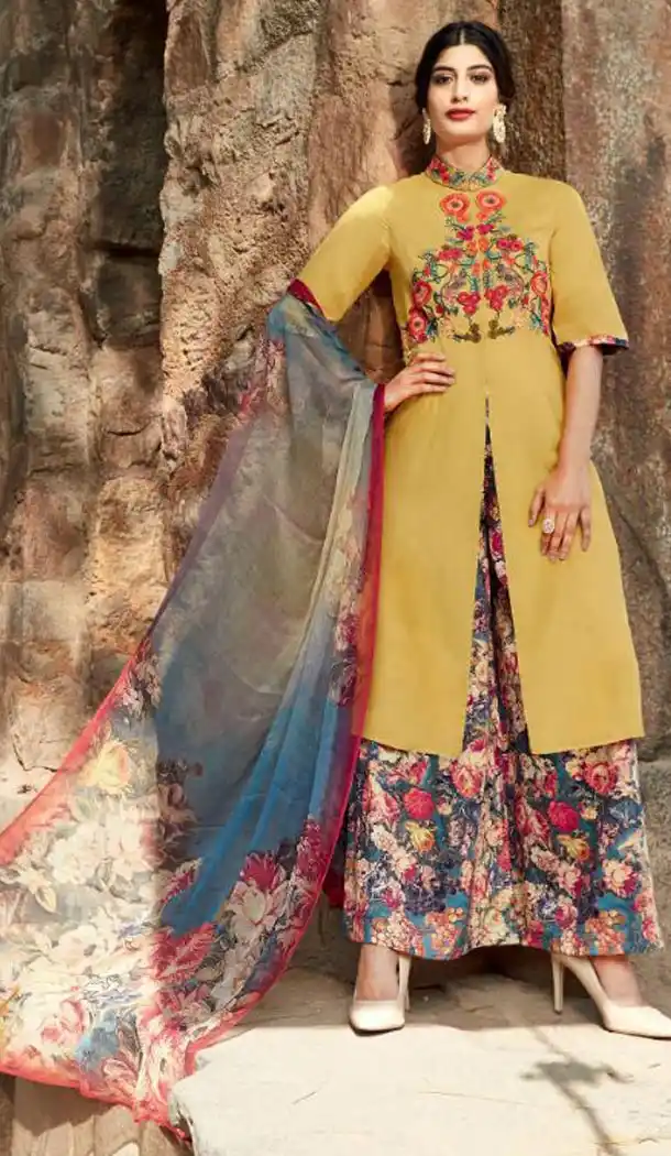 Tan Brown Color Cotton Ladies Casual Wear Suits | FH425867844