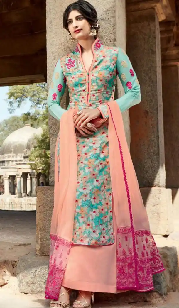 Turquoise Color Cotton Ladies Casual Wear Suits | FH425867847