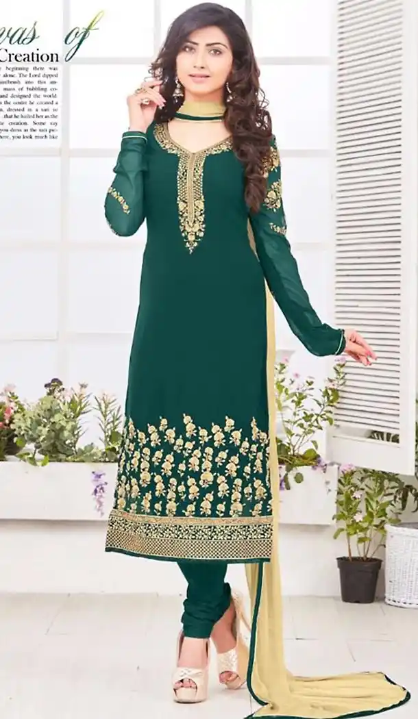 Bottle Green Color Georgette Ladies Casual Wear Suits | FH426167976