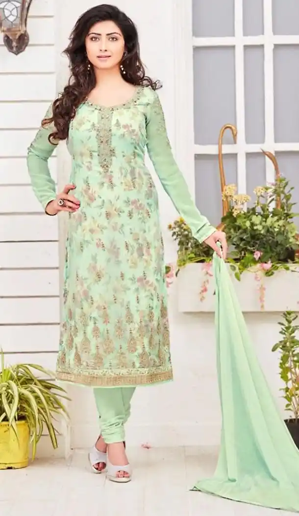 Honeydew Color Georgette Ladies Casual Wear Suits | FH426167979