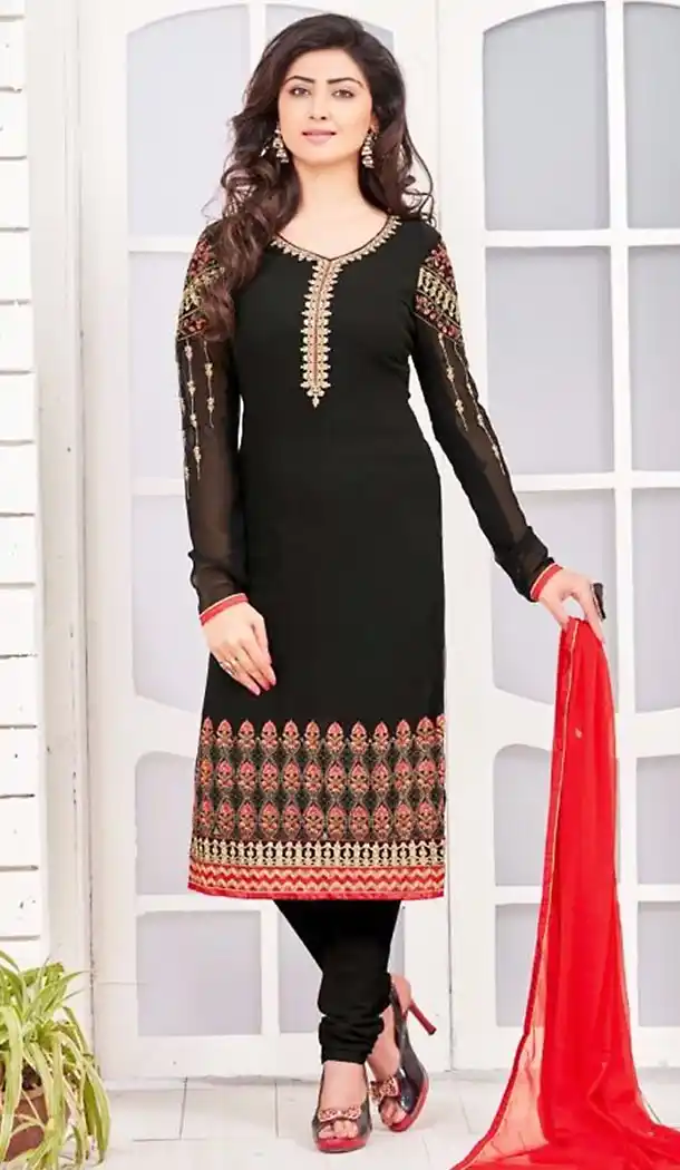 Black Color Georgette Ladies Casual Wear Suits | FH426167980