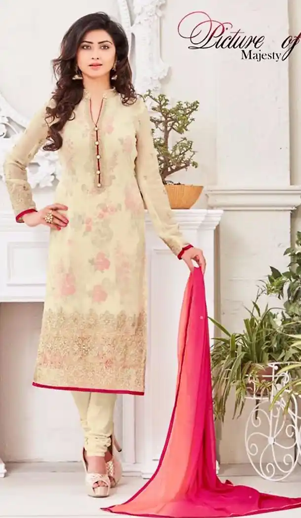 Beige Color Georgette Ladies Casual Wear Suits | FH426167981