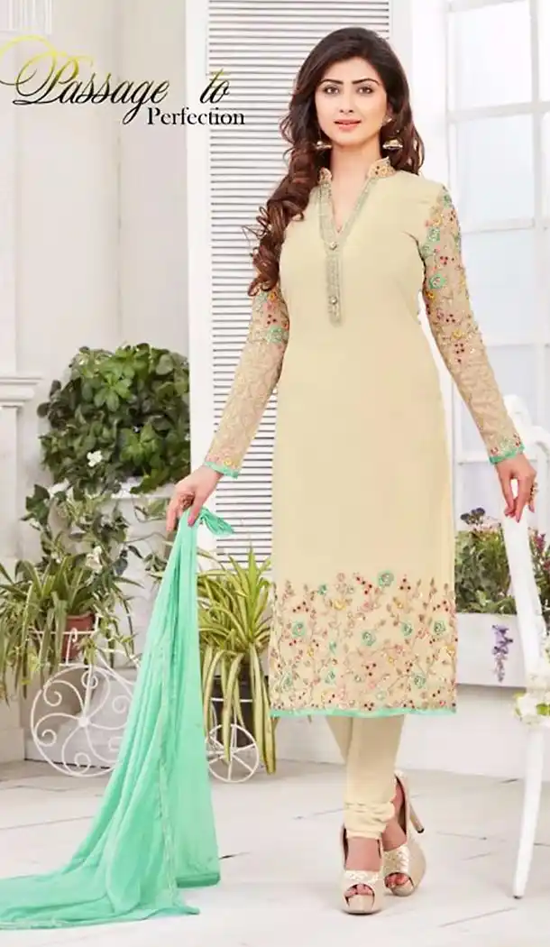 Beige Color Georgette Ladies Casual Wear Suits | FH426167982