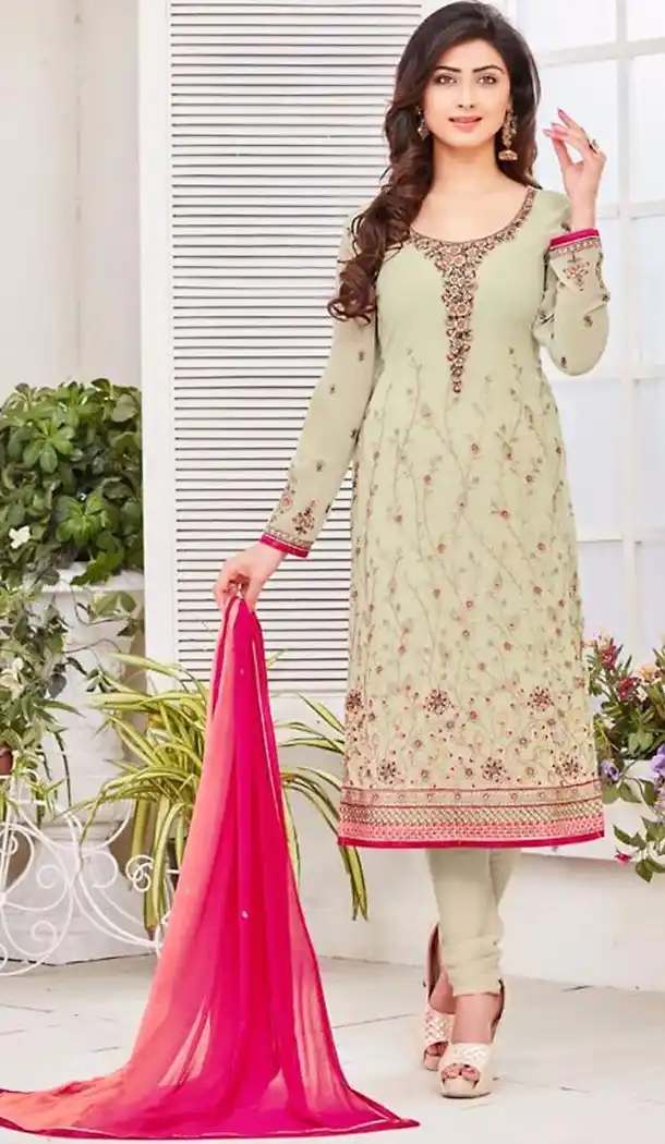 Beige Color Georgette Ladies Casual Wear Suits | FH426167983