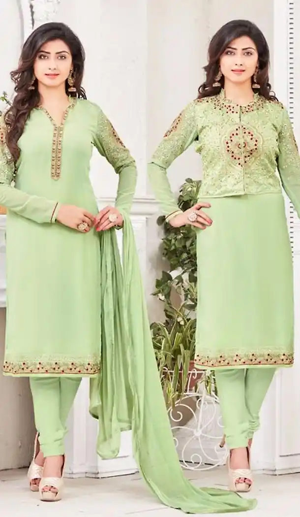 Aloe Vera Green Color Georgette Ladies Casual Wear Suits | FH426167984