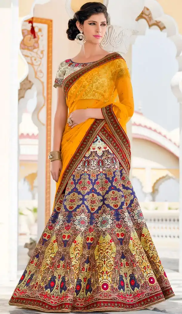 Off White Color Silk Designer Lehenga Choli Online Shopping | FH426268011