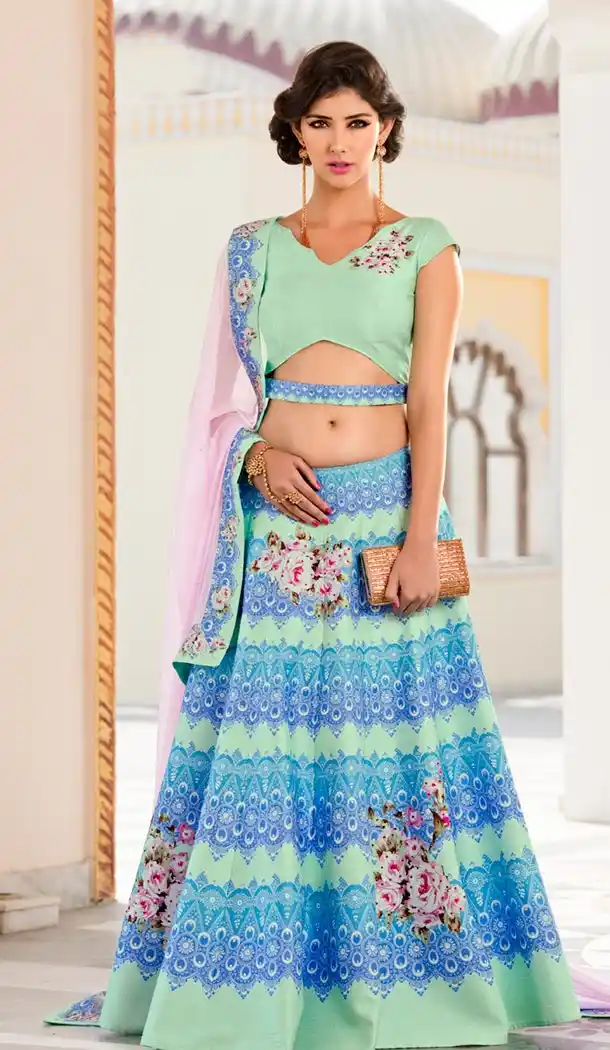 Aloe Vera Green Color Silk Designer Lehenga Choli Online Shopping | FH426268015