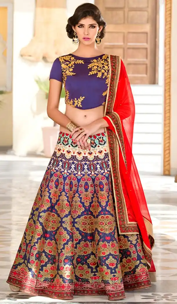 Navy Blue Color Silk Designer Lehenga Choli Online Shopping | FH426268016