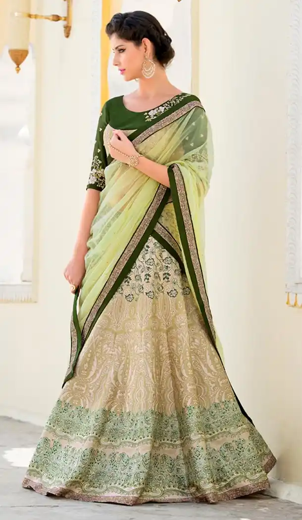 Green Color Silk Designer Lehenga Choli Online Shopping | FH426268018