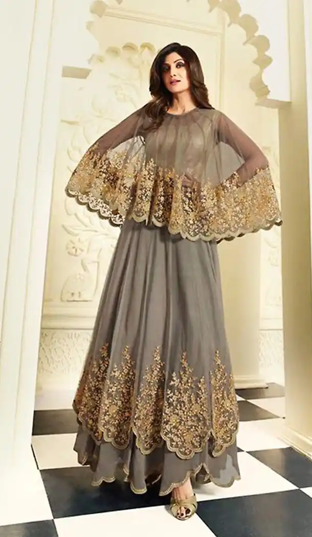 Dove Color Bollywood Actress Shilpa Shetty Long Anarkali Salwar kameez | FH426468006