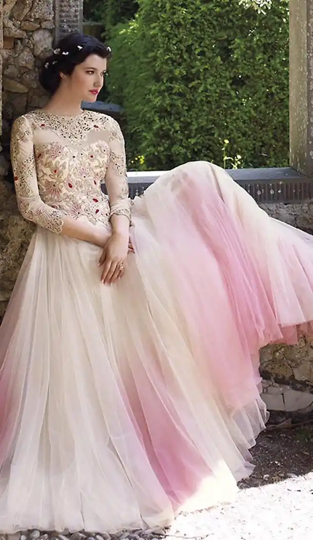 Off White Color Net Party Wear Gowns Online Shopping | FH426567868