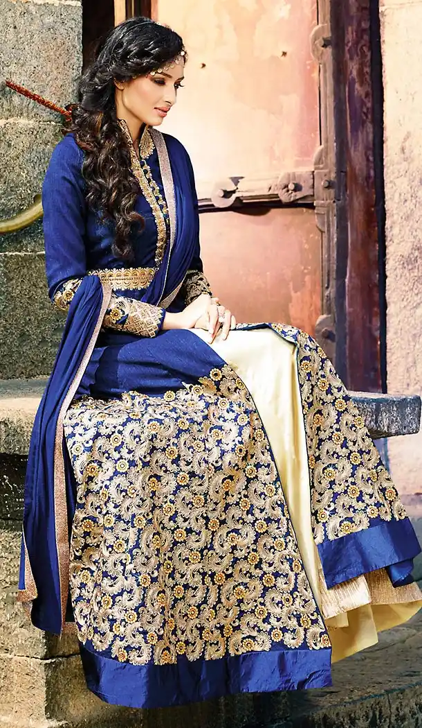 Royal Blue Color Silk Pakistani Style Long Anarkali Salwar kameez | FH426567875
