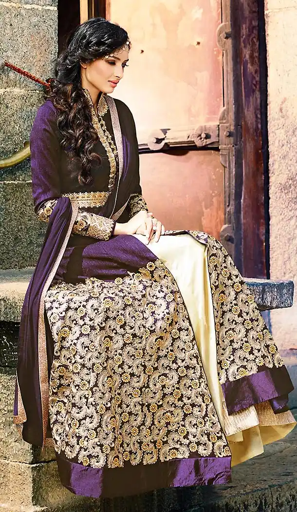 Purple Color Silk Pakistani Style Long Anarkali Salwar kameez | FH426567876