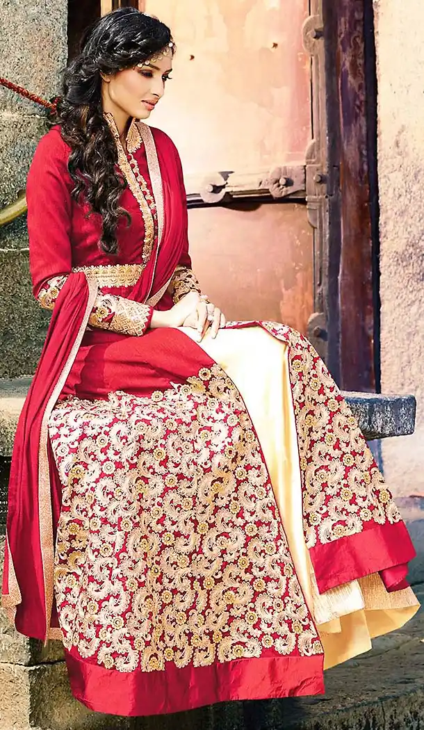 Red Color Silk Pakistani Style Long Anarkali Salwar kameez | FH426567877