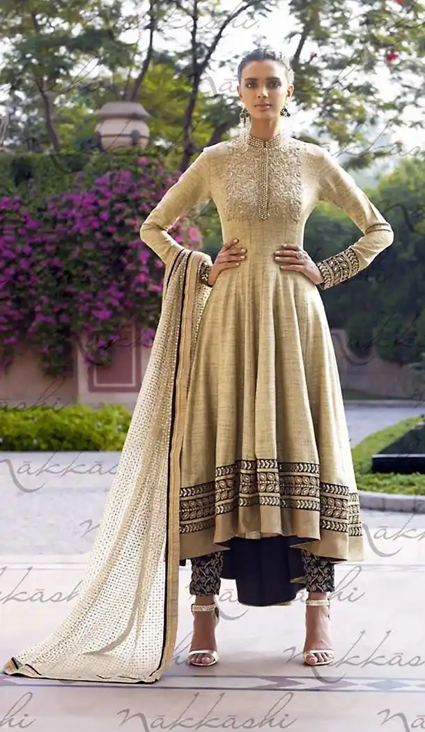 Tan Brown Color Jute Anarkali Suits & Dresses | FH426867908