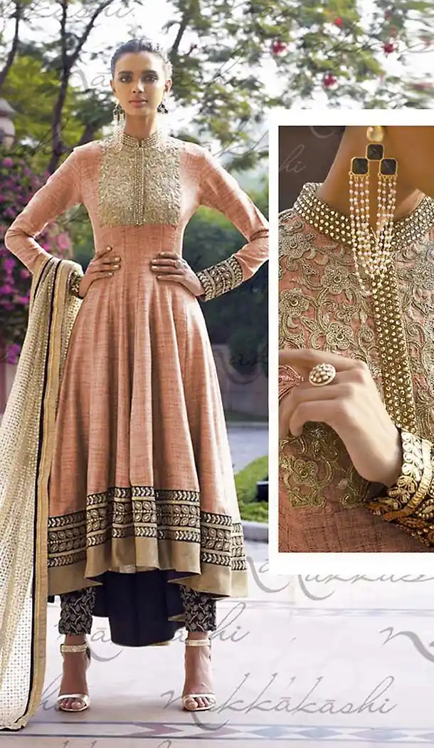 Salmon Color Jute Anarkali Suits & Dresses | FH426867910