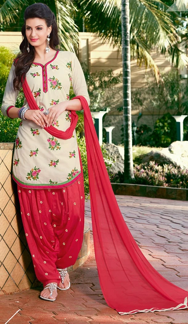 Beige Color Cotton Collection of Punjabi Suits and Readymade Patiala Salwar Kameez | FH426968023