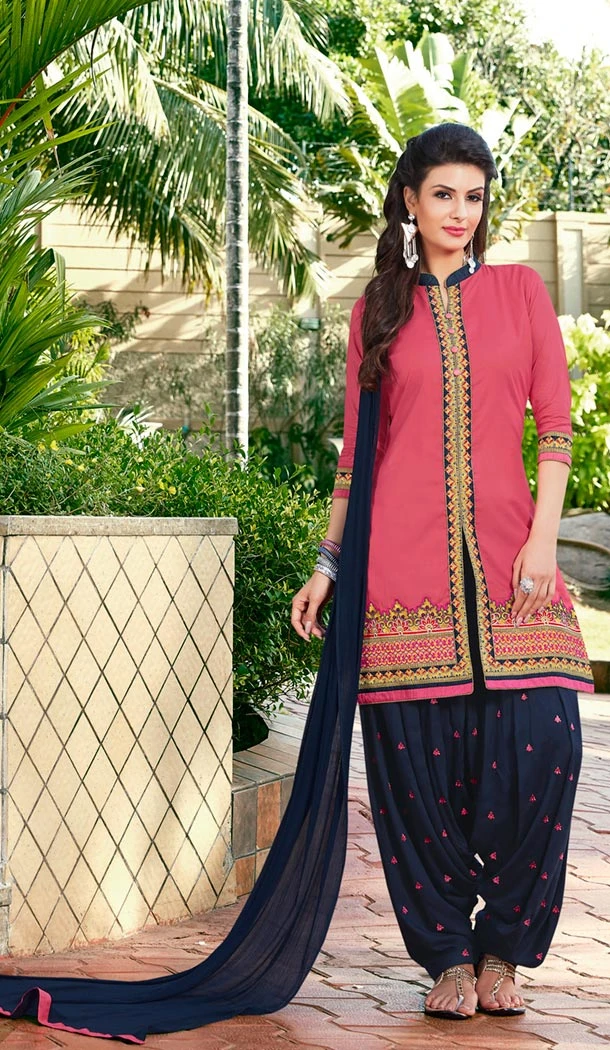 Blue Color Cotton Collection of Punjabi Suits and Readymade Patiala Salwar Kameez | FH426968028