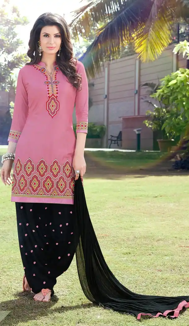 Salmon Color Cotton Collection of Punjabi Suits and Readymade Patiala Salwar Kameez | FH426968031
