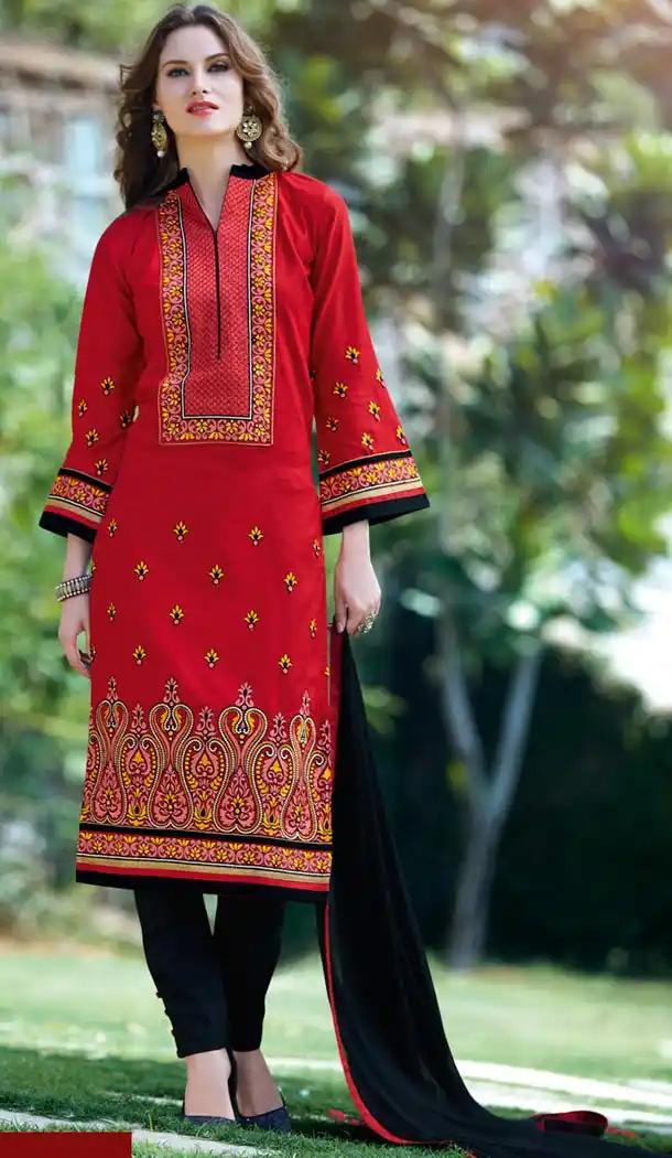 Red Color Cotton Online Pakistani Casual Dresses for Women | FH427068035