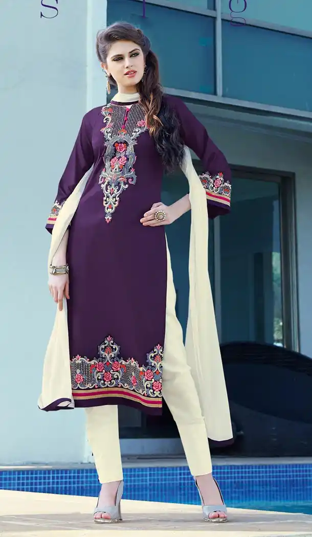 Purple Color Cotton Online Pakistani Casual Dresses for Women | FH427068045