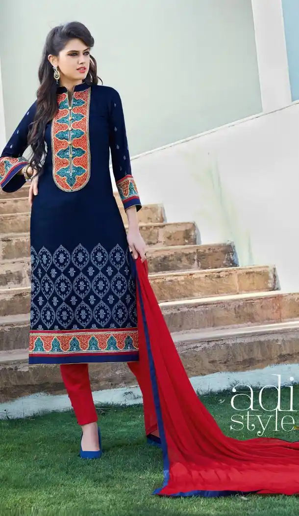 Navy Blue Color Cotton Online Pakistani Casual Dresses for Women | FH427068048