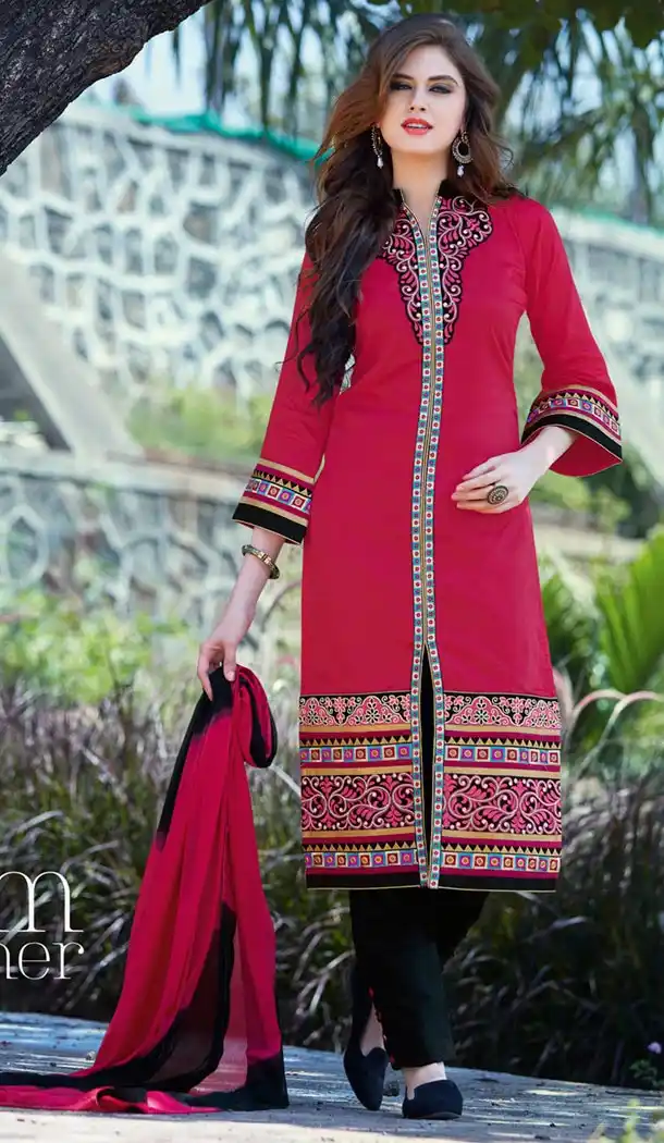 Deep Pink Color Cotton Online Pakistani Casual Dresses for Women | FH427068050
