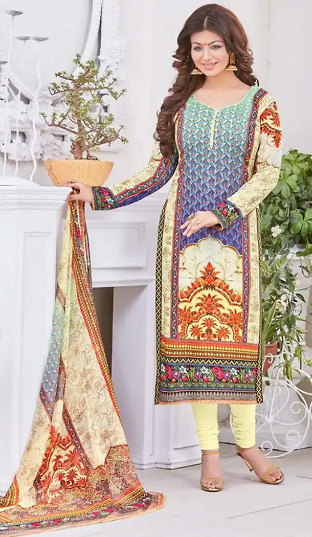 Cream Color Cotton Ayesha Takia is an Indian Actress Churidar Suits | FH427468084
