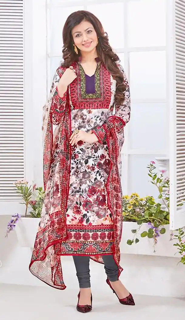 Off White Color Cotton Ayesha Takia is an Indian Actress Churidar Suits | FH427468087