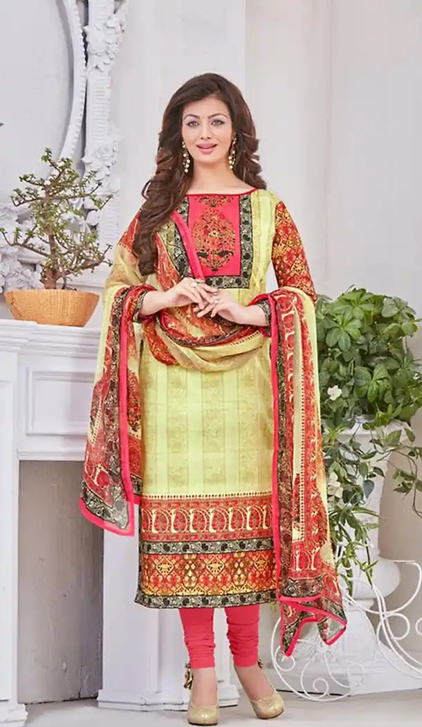 Cream Color Cotton Ayesha Takia is an Indian Actress Churidar Suits | FH427468088