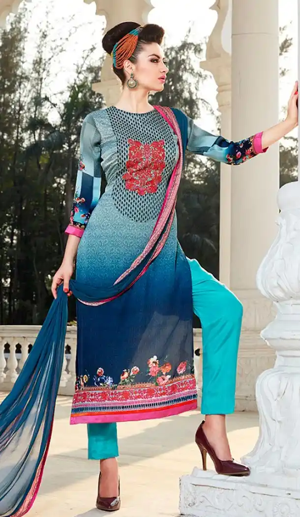 Shop Now Daily Wear Suits & Indian Navy Blue Color and Georgette Salwar Kameez | FH428868251
