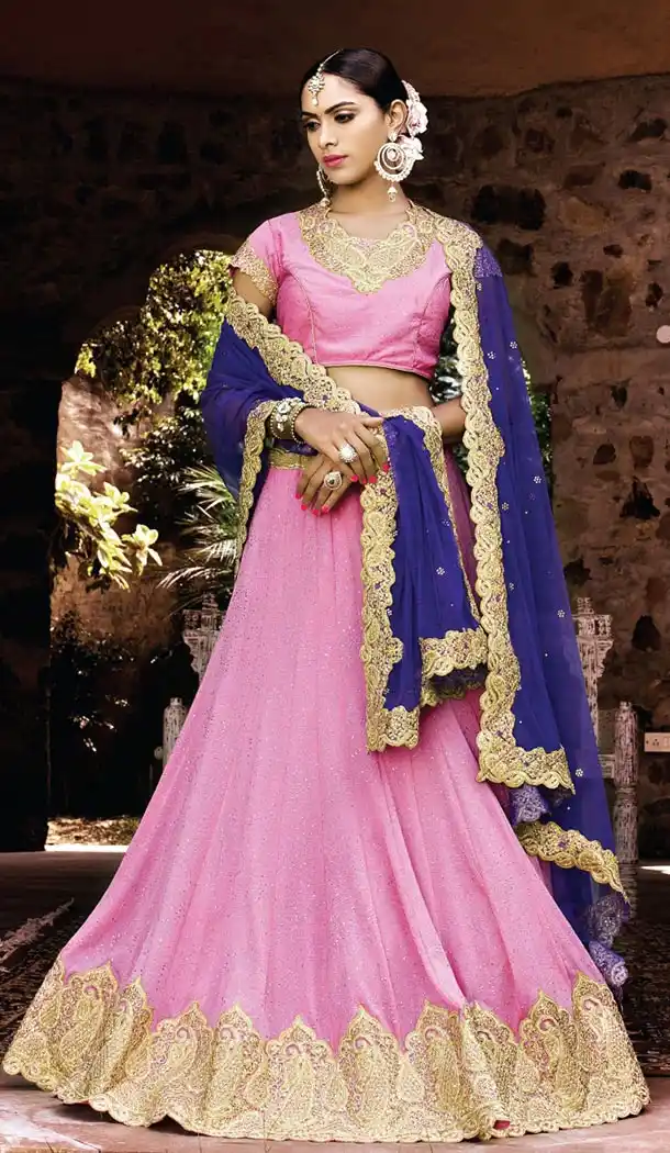 Georgette Rose Pink Shop Indian Designer Bridal Wedding Lehenga Choli Online | FH428968258