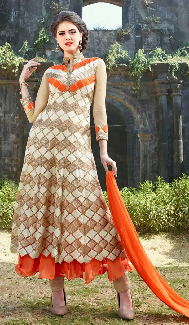Buy Tan Brown Color Net Party Wear Salwar Kameez Online | FH429068269