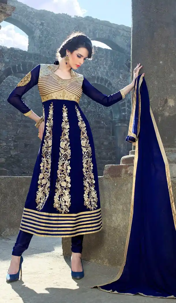 Buy Royal Blue Color Georgette Party Wear Salwar Kameez Online | FH429068270