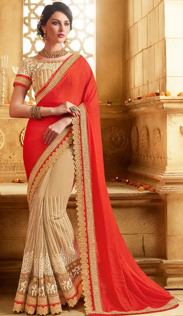 Indian Traditional Net,Silkt and Tan Brown Sarees Online Shopping | FH429868363