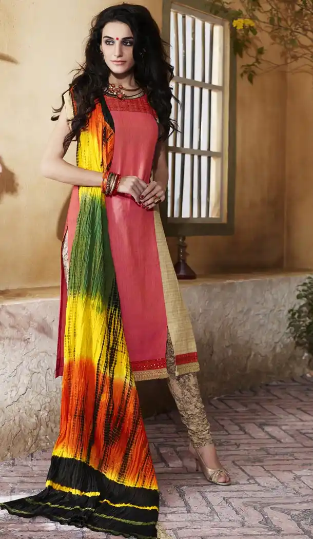 Salmon Color Cotton Readymade Suits Online Designs | FH430168399