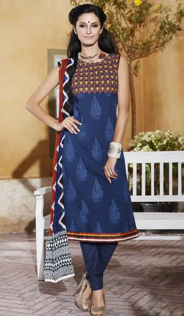 Navy Blue Color Cotton Readymade Suits Online Designs | FH430168411